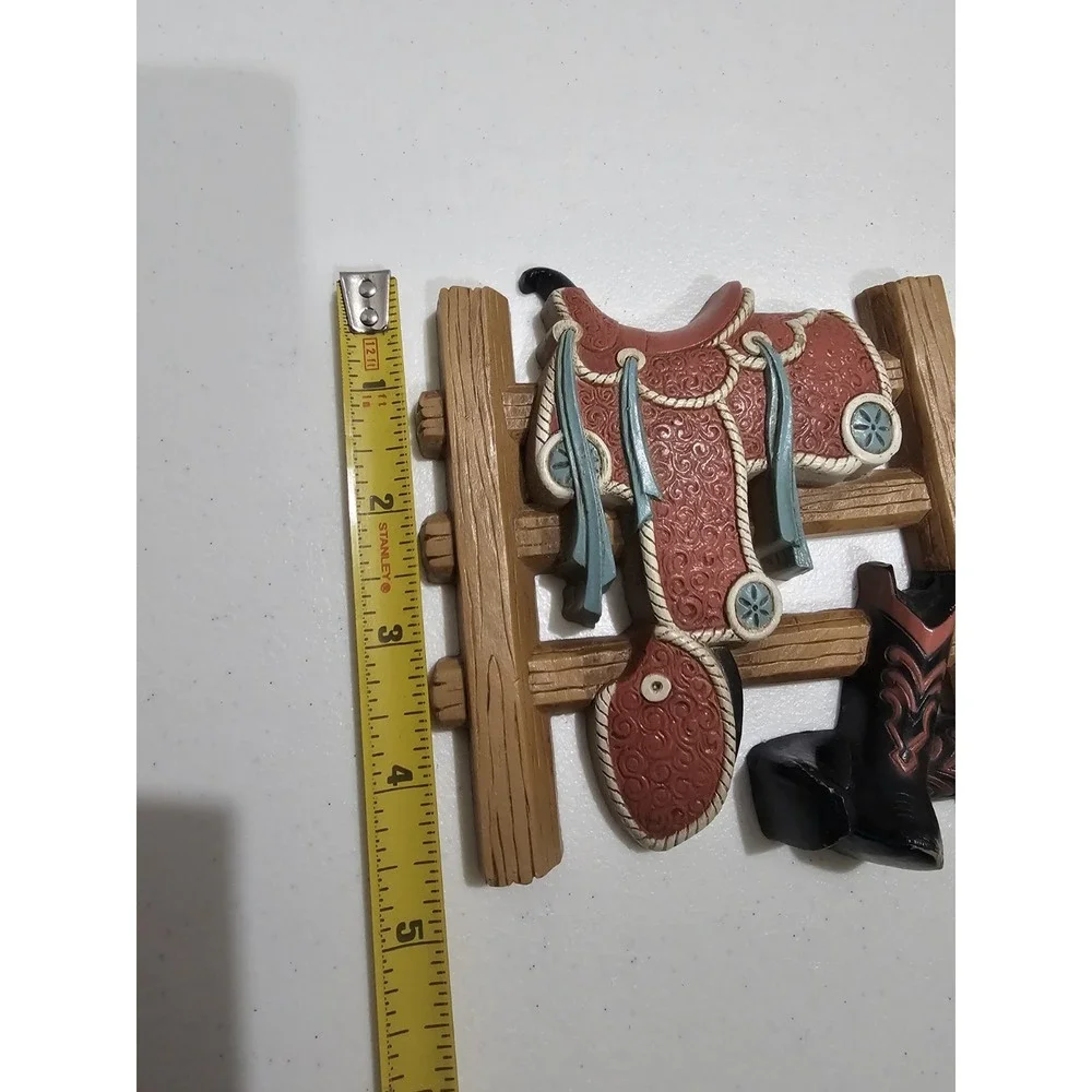 Home Interiors Western Saddle & Boots Wall Hook Hanging Decor 6